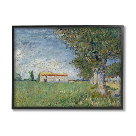 Farmhouse In The Corn Van Gogh Landscape Landscape Painting Black Framed Art Print Wall Art
