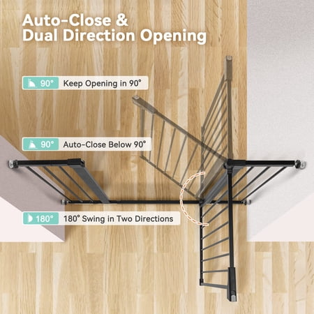 COMOMY 36 Extra Tall Baby Gate for Stairs Doorways, Fits Openings 29.5 to 48.8 Wide, Auto Close Extra Wide Dog Gate for House, Pressure Mounted Easy Walk Through Pet Gate with Door,