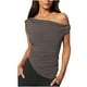 thumbnail image 3 of mfyjkho Camisetas Sin Mangas Para Hombre, Tops Cortos Casuales Sin Mangas Para Mujer, Camisetas Lisas De Moda Con Fruncido Y Hombros Descubiertos Vestidos Maxi Para Mujer L, 3 of 6