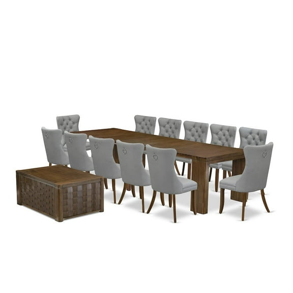 Luxe by East West Furniture 14 Pieces Extendable Dining Set Includes a Rectangle Kitchen Table