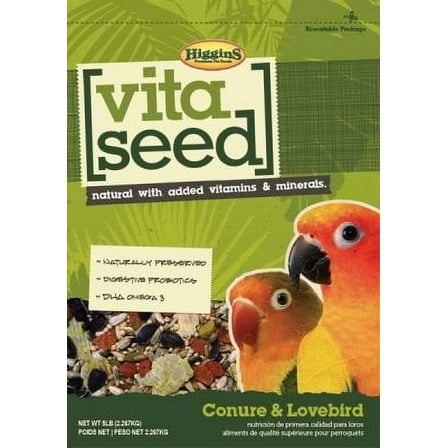 Higgins Vita Seed Conure & Lovebird Bird Food, 5 Lb