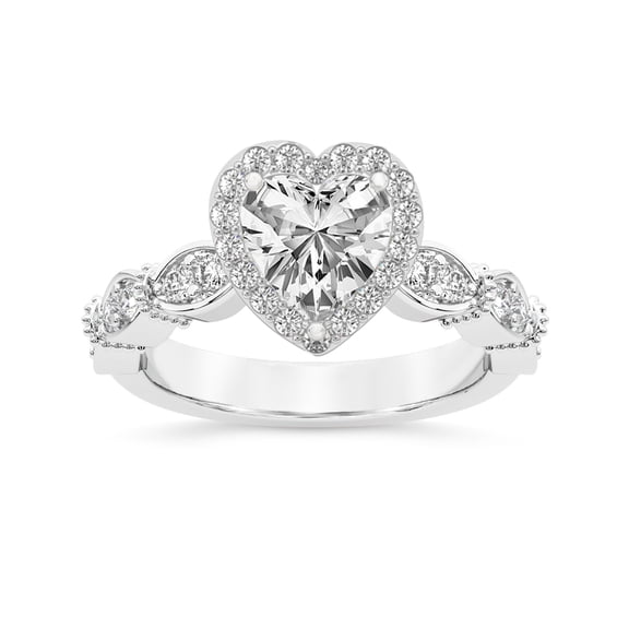 IGI Certified 2 Carat Heart Shape Lab Grown Diamond Engagement Ring | 14K White Gold |Micaela Halo Diamond Ring | FG-VS1-VS2 Quality Friendly Diamonds