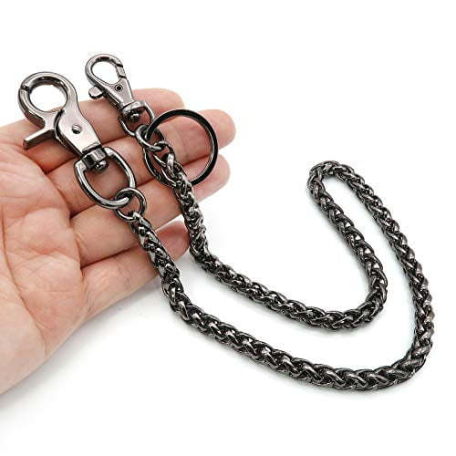 Solid Black Metal Biker Punk Wallet Chain Long Keychain Pants Chain 