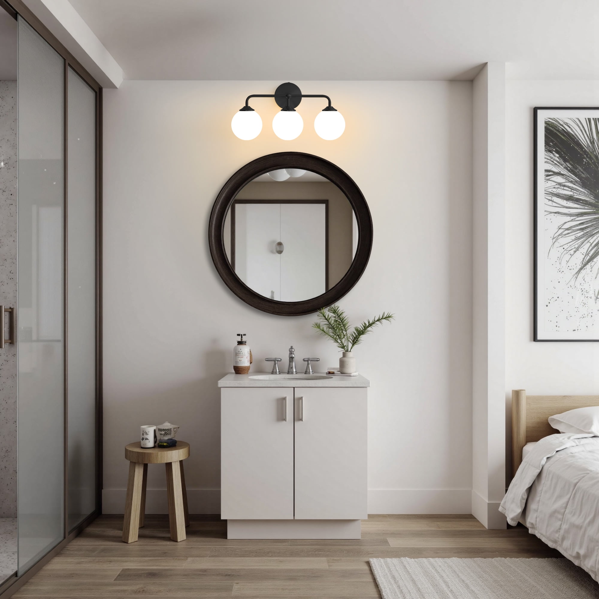 Modern Minimalist Style Vanity Lights Black 3 Light  Bathroom Vanity Light Fixtures