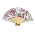 thumbnail image 2 of YAOMOBB Elegant Folding Fan Double Sided Flower Pattern Bamboo Catwalks Lightweight Hand Held Party Props, 2 of 7