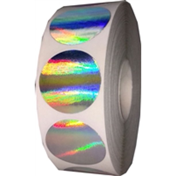Silver Holographic Circle Dot Stickers, 3/4 Inch Round, 500 Labels on a Roll
