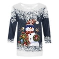 thumbnail image 4 of Womens 3/4 Sleeve Christmas Tops,Christmas 3/4 Sleeve Tops for Womens Snowman T Shirts Crew Neck Blouse Xmas Holiday Comfy Pullover Tees, 4 of 4