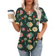 thumbnail image 2 of Camiseta de Cuello Redondo de Impresión Floral Casual de Manga Corta de las Mujeres, Blusa de Verano de Moda Ligera para el Día Y la Fiesta, 2 of 7