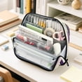 thumbnail image 6 of Standing Pencil Case with Base Large Capacity Stationery Pouch Pen Bag with Zipper for Women Men Ginkgo Leaves and Petals, 6 of 7