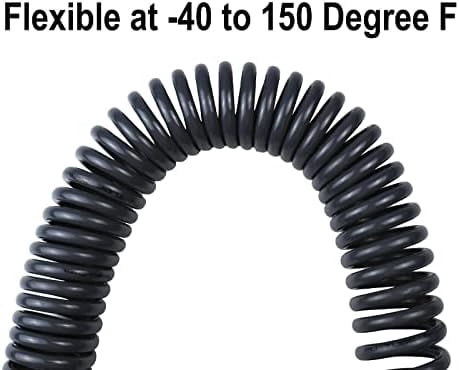 Polyurethane Recoil Air Hose 3/8" Inner Diameter by 25' Long with Bend Restrictor, Repairable 1/4" Industrial Quick Coupler and Plug, Gray