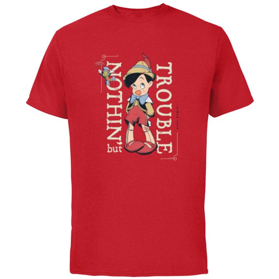 Disney Pinocchio Nothin’ but Trouble Since 1940 - Short Sleeve Cotton T-Shirt for Adults - Customized-Red
