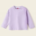 thumbnail image 4 of Curuila Children Girls Boys Tops Solid Color Long Sleeve T Shirts Crew Neck Casual Fall Winter Basic Tees Purple Size 6-7 Years, 4 of 4