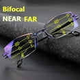 thumbnail image 2 of New Diamond-cut Bifocal Progressive Reading Glasses Anti Blue Light Blocking Multifocal Eyewear Ultralight Rimless Eyeglasses black +400, 2 of 6