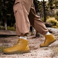 thumbnail image 2 of Mens Snow Boots Lace up Comfy Platform Nonslip Soft Sole Splice Leather Winter Outdoor Casual Athletic Booties Sneakers Yellow 10, 2 of 7