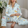 thumbnail image 6 of Lsque Space With Dino Astronauts Pattern Long Sleeve Pajama Set for Women - Soft 2-Piece Sleepwear and Loungewear Set with Pockets, Comfy Nightwear-XX-Large, 6 of 7