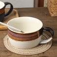 thumbnail image 4 of Farcauo White & Brown Oversized Coffee Mug 24 OZ Soup Mug Large Porcelain Soup Bowls with Handles XXL Cereal 700 ML Ceramic Large Coffee Tea Cup, 4 of 7