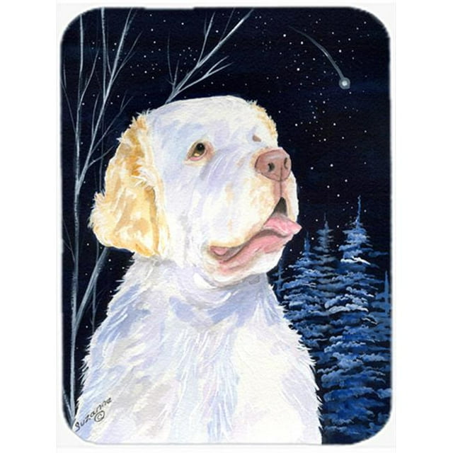Carolines Treasures SS8356LCB Starry Night Clumber Spaniel Glass Cutting Board- Large