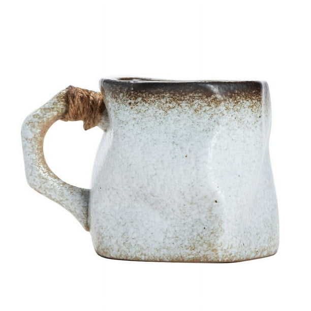 Taza de café hecha a mano de cerámica con mango de cuerda retorcida, 280 ml