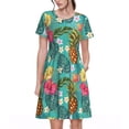 thumbnail image 1 of Balery Pineapple Vestidos sueltos de manga corta para mujer, vestidos de verano 2025, vestidos casuales de corte A con vuelo., 1 of 6