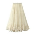 thumbnail image 1 of Gibobby mini faldas de mujer cintura elástica de para mujer, faldas de cintura alta, vestido de malla de color sólido(Beige, Talla única), 1 of 3