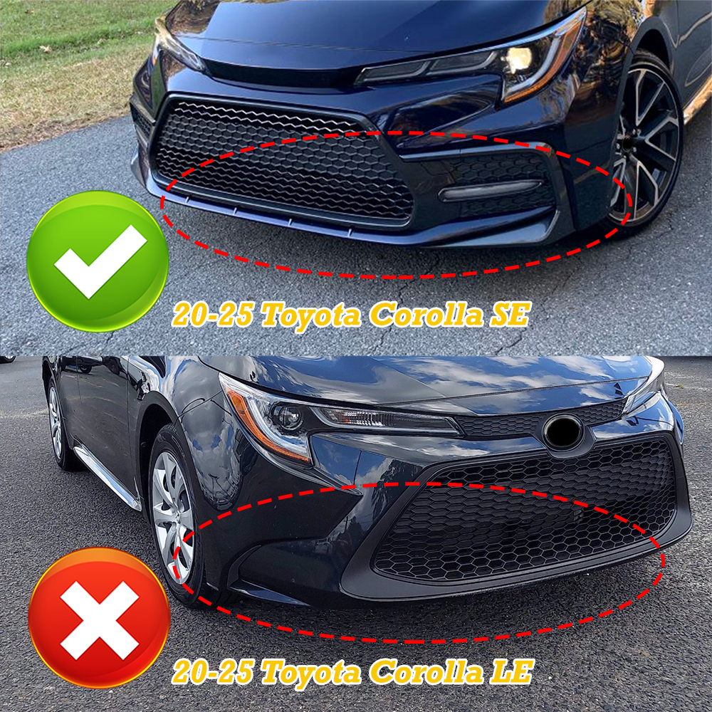 2020–2024 Toyota Corolla SE/XSE Matt Black Front Bumper Lip Spoiler – 3pc STP-Style