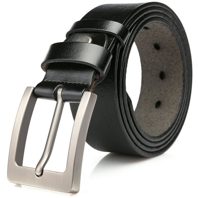 Leather Belts for Men 1.5 Black 42 44 Designer Genuine Leather Suits Jeans  Dress Duty Work Casual Mens Belt 