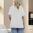 thumbnail image 5 of Xudanell Womens Clothes Fashion Half Zip Hoodie Short Sleeve Pocket Oversized Comfort Colors Sweatshirt Top White M, 5 of 7