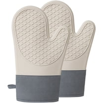 Milisten Set of 2 Small White Silicone Oven Mitts for Kitchen Heat and Cooking Safety