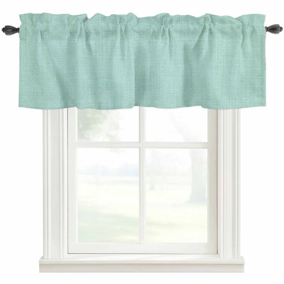 Linen Mint Green Rod Pocket Curtain Valance, Modern Minimalist Pure Solid Color Farmhouse Window Valance for Living Room, Bedroom, Kitchen 42"W x 18"L