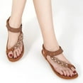 thumbnail image 7 of Atoshopce Summer Womens Flat Sandals Bohemian Beach Thong Sandals Lightbrown 7.5, 7 of 7