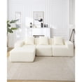 thumbnail image 2 of Minimalist L-shape With Deep Seats In White - Fabric For Living Room Modern Sectional Right Chaise And Love, 2 of 6