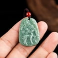 thumbnail image 3 of EOEMY Natural Grade A Jade Jadeite Men Women Lucky Gift Flower Sika Deer Pendant, 3 of 8