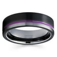thumbnail image 2 of Purple Tungsten Wedding Ring Black Tungsten Ring Gunmetal Ring Offset Groove Anniversary Ring, 2 of 2
