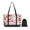 thumbnail image 7 of FORMRS Canvas Laptop Tote Bag for Women with 15.6" Computer Compartments Shoulder Handbag, Pink Halloween Ghosts, 7 of 7