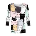 thumbnail image 5 of White 3/4 Length Sleeve Tshirts for Women Fall Summer Boat Neck Cat Graphic Loose Fit Lounge Kawaii Tee Shirt Tops Womens 2025 Clothing Fashion L, 5 of 5