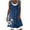 Dark Blue, variant on Patlollav 2024 Womens Dresses,Womens Summer Dresses Print Round Neck Dress Fake Two-Piece Sleeveless Dresses