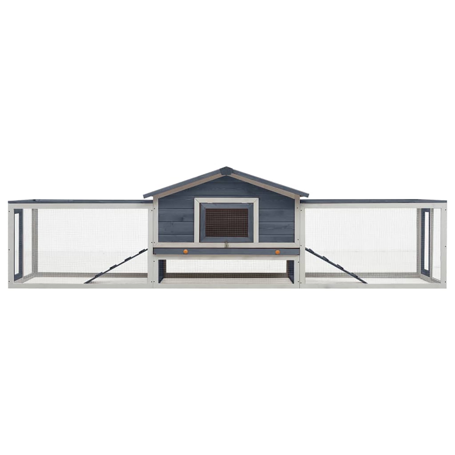 Pefilos 122" Multi-Level Wooden Rabbit Hutch with Run Outdoor and Indoor Bunny Condo, Large Rabbit House with Green Roof and Easy-Clean Tray, Gray Pefilos 122" Multi-Level Wooden Rabbit Hutch with Run Outdoor and Indoor Bunny Condo, Large Rabbit House with Green Roof and Easy-Clean Tray, Gray
