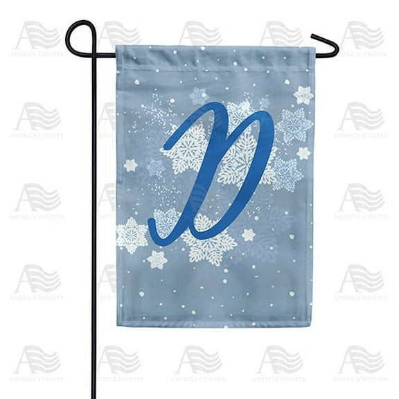 America Forever Winter Monogram Letter D Garden Flag Vertical Double Sided 12.5 x 18 inches Winter Holiday Decor for Outdoor, Porch for Decoration, Blue Snowflake Yard Flag