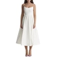 thumbnail image 3 of Fortune Robe Midi Trapèze pour Femme, Couleur Unie, Bretelles Spaghetti, Robes de Plage, 3 of 8
