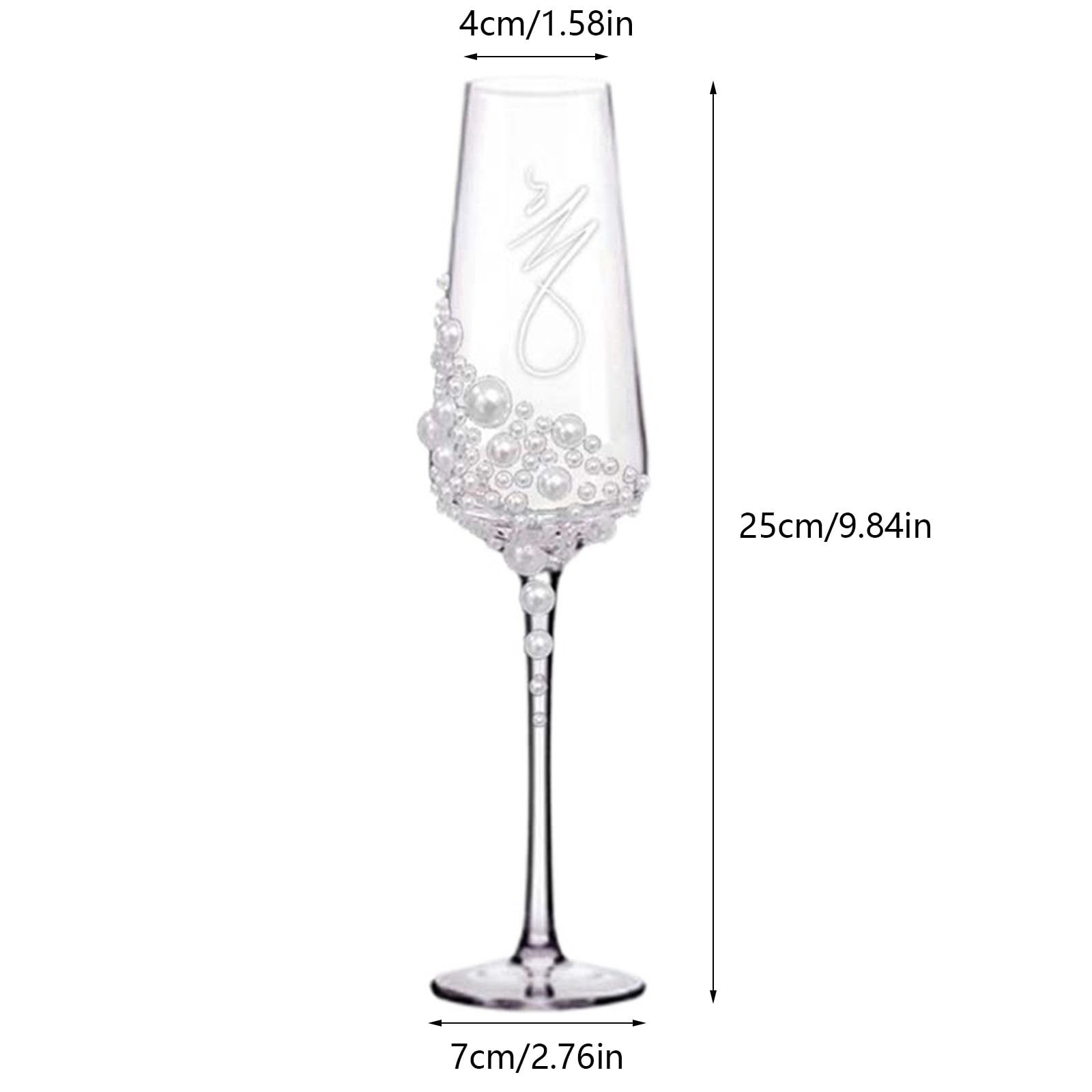 2-Piece Crystal Wedding Toasting Flutes, Unique Champagne Glass Set for Anniversary Celebration
