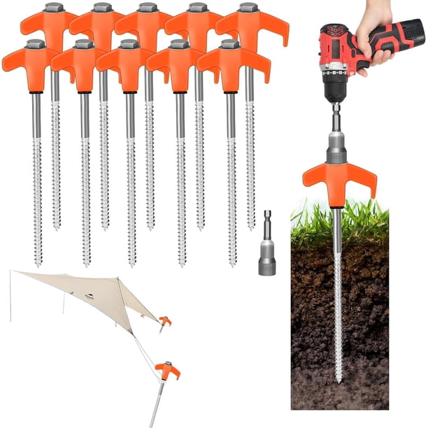 Estacas para Tienda de Campaña X-Vesolje Pesadas de Metal Atornillables 20 PCS