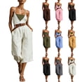 thumbnail image 7 of Purcolt Overalls for Women Dressy Casual Square Neck Spaghetti Strap Wide Leg Cropped Baggy Jumpsuit Lightweight Loose Fit Rompers with Pockets, No Belt, 7 of 7