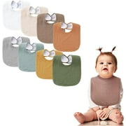 Soft Cotton Muslin Baby Bibs - 8 Pack Bandana Bibs for Baby Boy and Girl Absorbent Solid Colors Drool Bibs Set