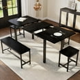 thumbnail image 1 of 5-Piece Extendable Dining Set for 4-8 People with Table, 2 Benches & 2 Stools, 1 of 8