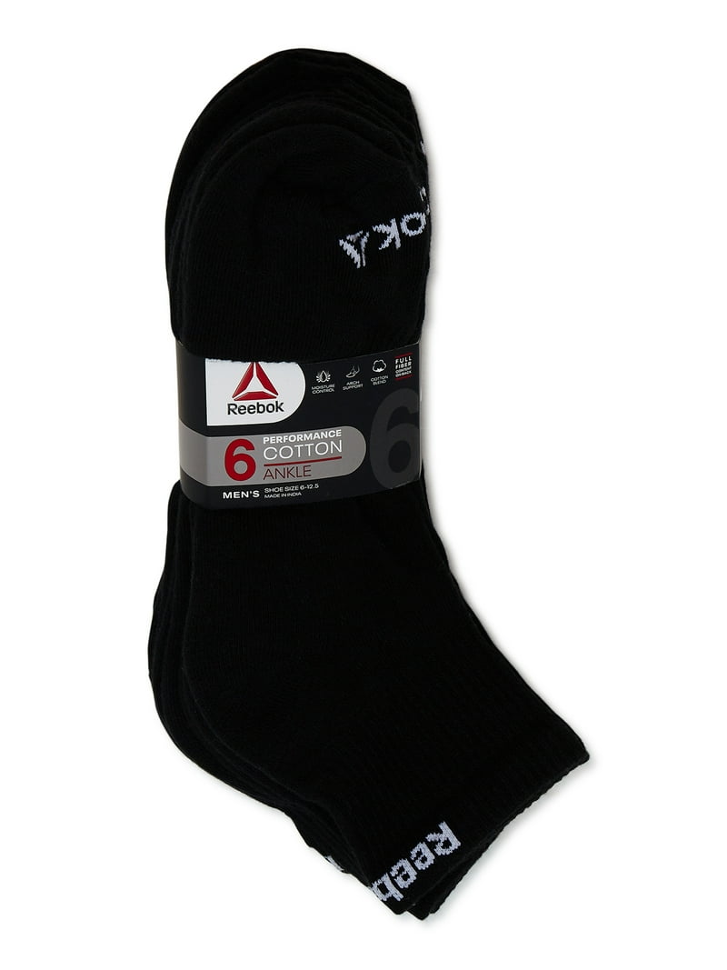 Reebok Men's Socks, Performance Cotton Blend Quarter Socks, 6-Pack