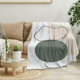 thumbnail image 2 of Boho Mid Century Abstract Throws Blankets Beige Modern Throw Blankets Minimalist Leaves Sun Boho Aesthetic Soft Warm Bed Bedding Women Blankets Black Green for Couch Bedroom Office 60"x80", 2 of 6
