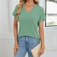 thumbnail image 6 of Weiqiqre Womens Summer Tops Oversized V Neck Tshirts Summer Ribbed Knit Short Sleeve Tunic Tops Casual Loose Fit Tee Shirts, 6 of 7
