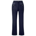 thumbnail image 3 of TrendOFT Womens Casual High Waisted Jeans Stretch Wide Leg Loose Denim Pants with Pockets Dark Blue S, 3 of 7