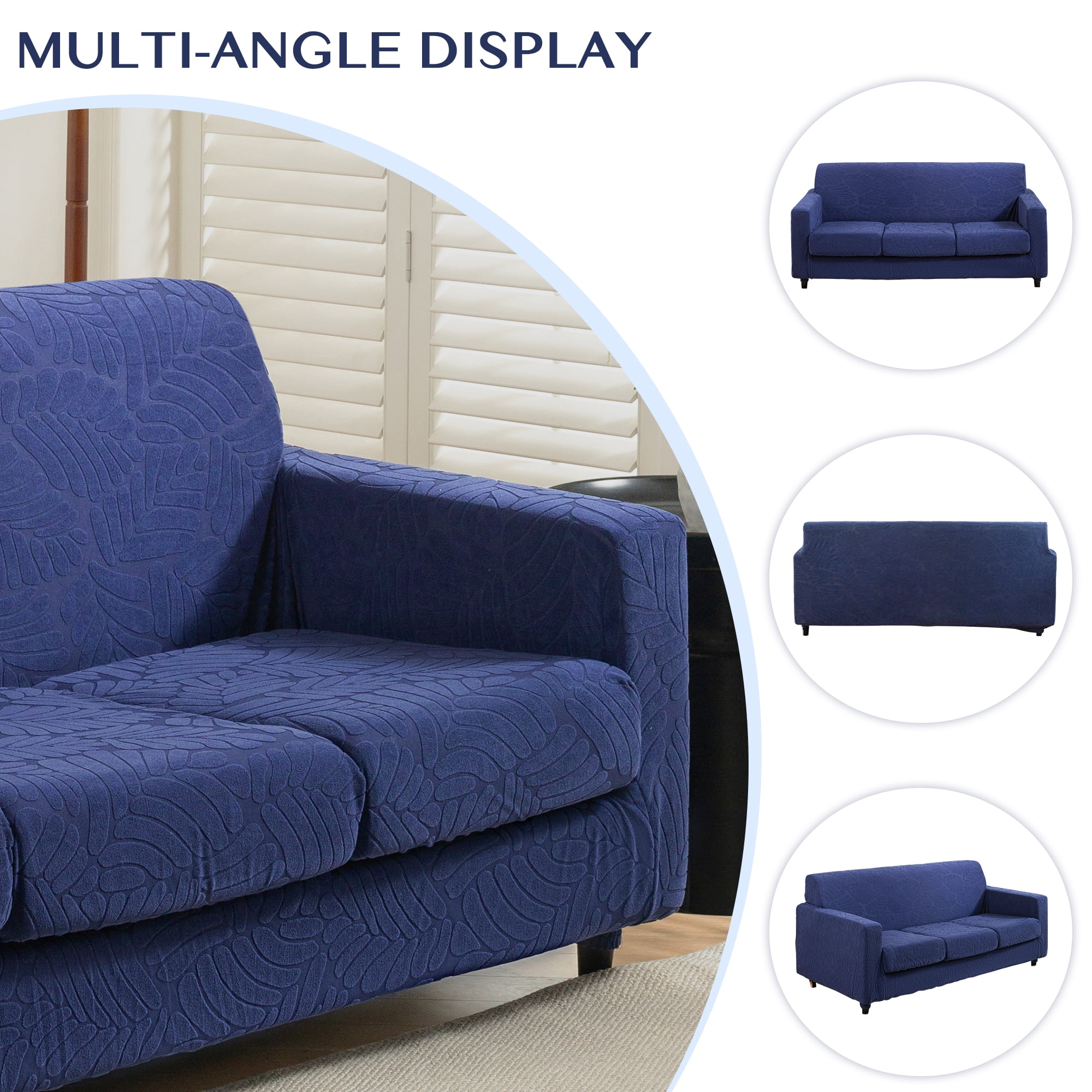 4 Piece High Stretch Sofa Slipcover Furniture Protector Form Fit Luxury Thick Sofa Cover for 3 Cushion Couch, Machine Washable