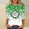thumbnail image 1 of TaTaai Women's Spring Festival Top Round Neck 3/4 Sleeve Green St. Patrick's Day Print T-Shirt Loose Fit Casual Holiday Blouse Gift, 1 of 5